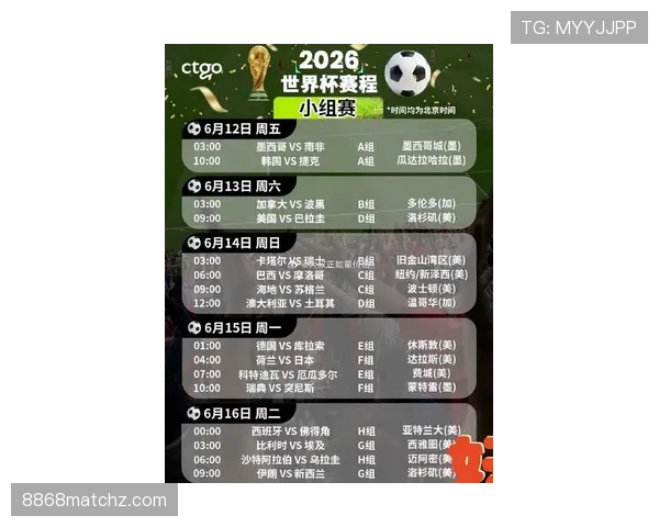 葡萄牙男足2026世界杯赛程时间安排